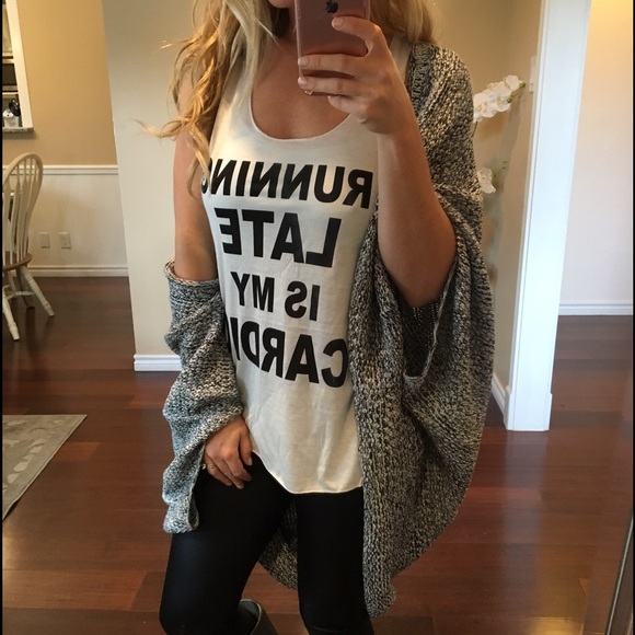 π Gray Knit Cocoon Cardigan Sweater - Picture 4 of 4