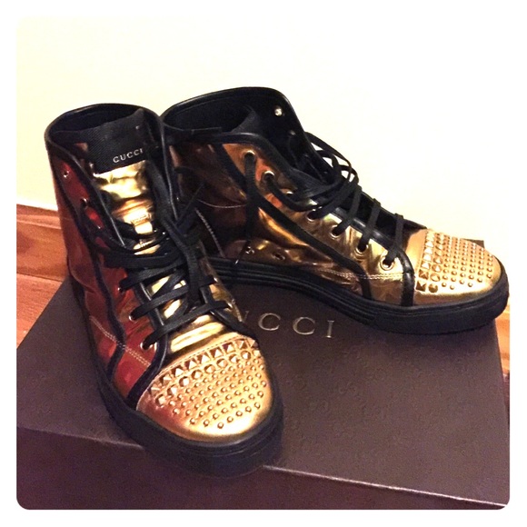 Gucci metallic leather high top sneakers - Picture 1 of 4