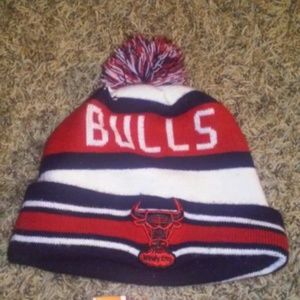Red and black Bulls beanie