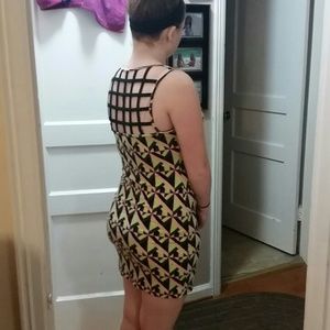 Geometric multicolored dress with cut out back