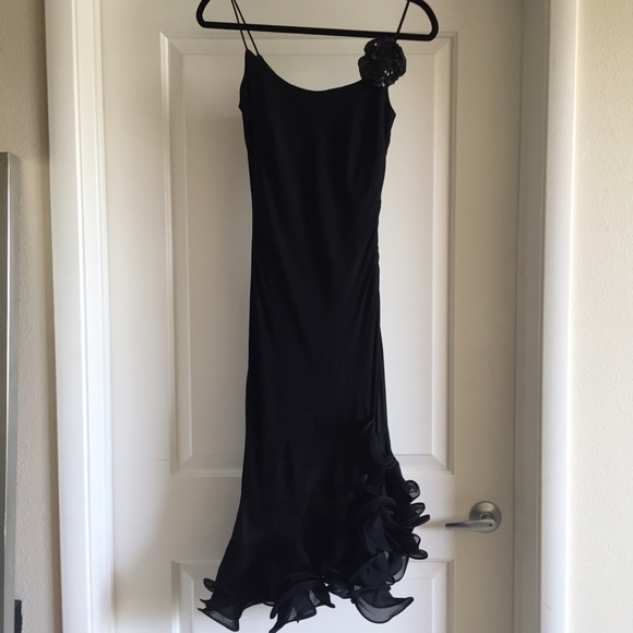 Black dress with ruffle bottom