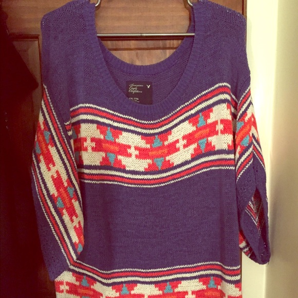 American Eagle Navy Blue Aztec Sweater