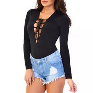Black Lace Up Bodysuit