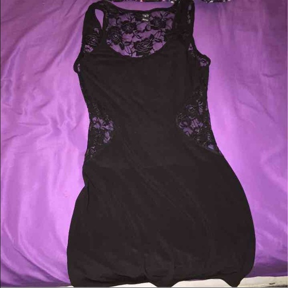 Black lace mini dress