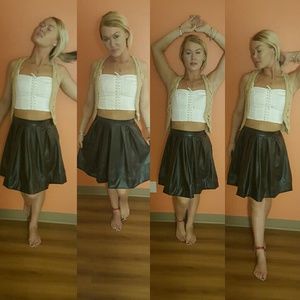 Tan crochet over clothing peice