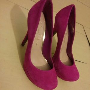 Fuchsia suede 4 inch heel Jessica Simpson pumps