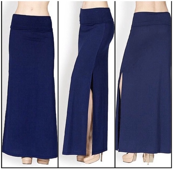 navy maxi skirt