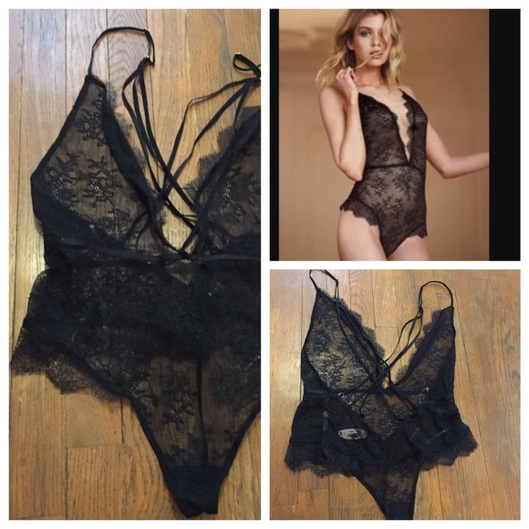 Victoria's Secret Other - VS Black Chantilly Lace Strappy Back Teddy!