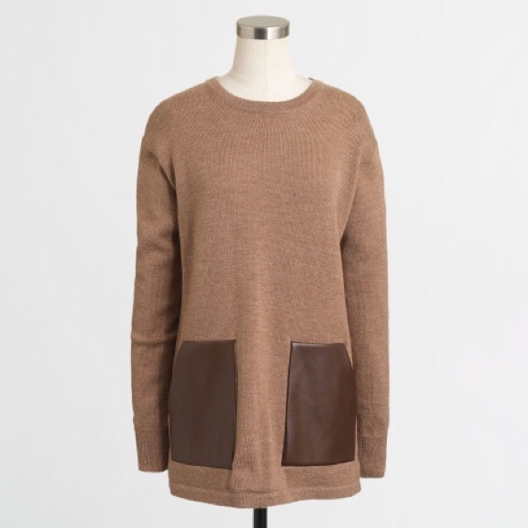 J. Crew Leather Pocket Sweater