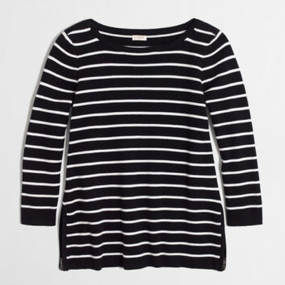J. Crew Side Zip Stripe Sweater