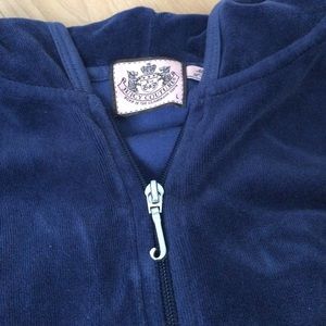 Velour hooded front zip up jacket