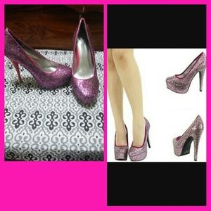 Pink glitter pumps