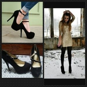 Black suede heels