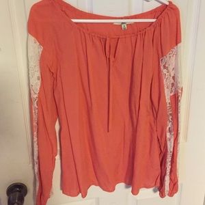 Peach and cream lace top
