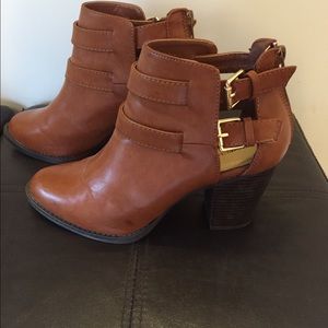 Brand new brown leather booties size 10