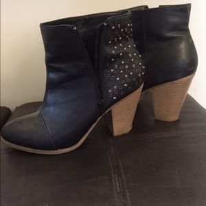Black leather booties, size 10