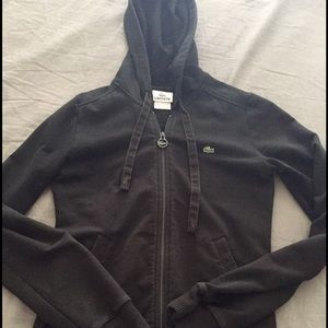 Lacoste black zip up with hood