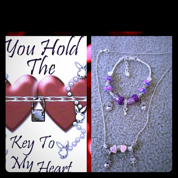 Key to my heart necklace and 23cm bracelet set