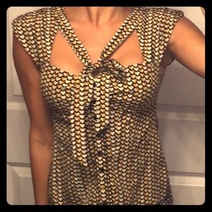 Anthropologie Hearts Print Button-Up Top Blouse