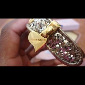 Miu Miu Gold Glitter Heart Bracelet