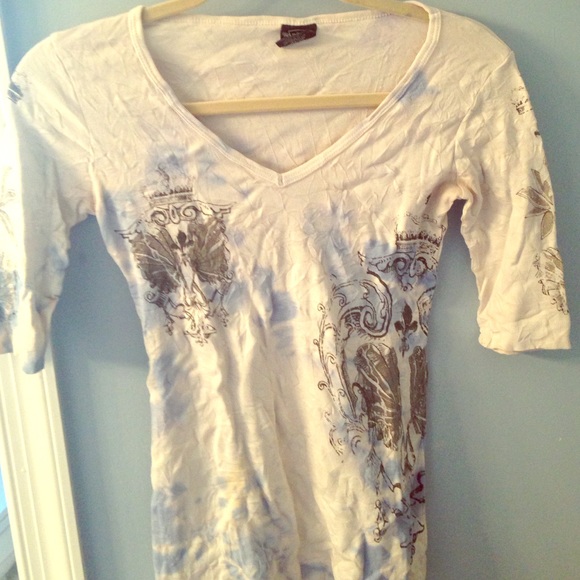 Wrinkled 3/4 sleeve unique top