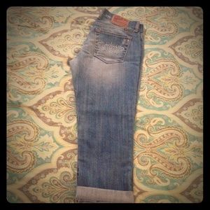 Lucky Brand Crop Jeans with Embroidered Pockets