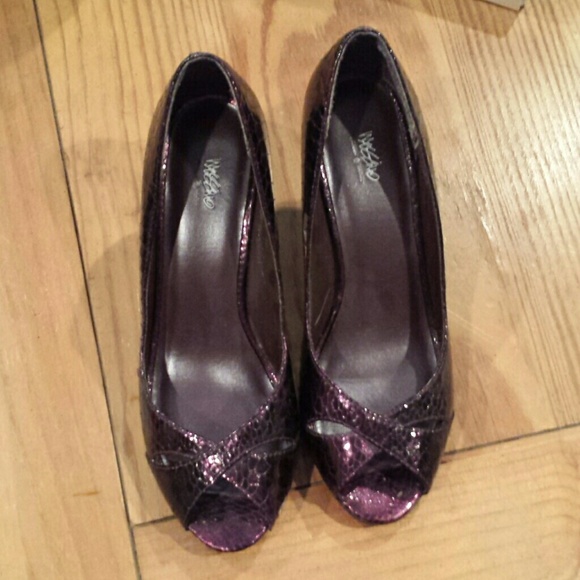 Purple open toe heels