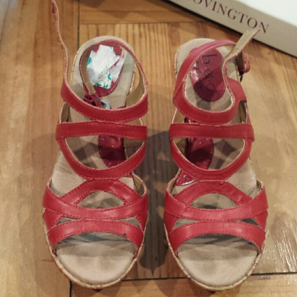 Red cork wedge sandals