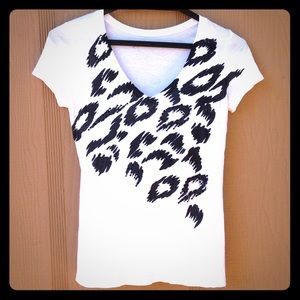 White cheetah print top