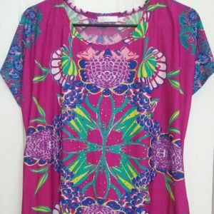 Purple blue floral blouse