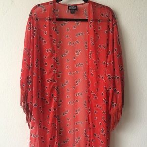 Tassel Floral Loose Kimono