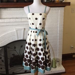 Cream dress with brown polka dots