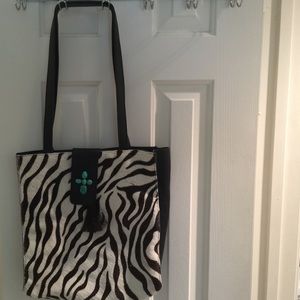 Tote with calf hair and turquoise cross
