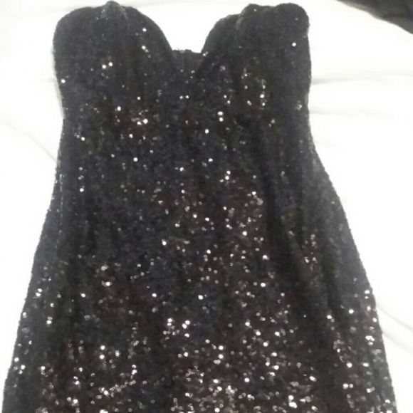 Black sequence low cut dress