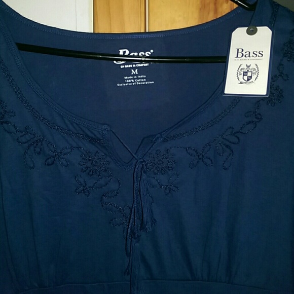 $25--Bass navy embroidered cotton dress