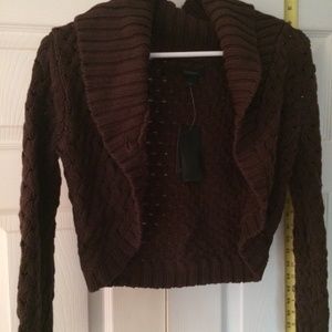 Express, brown, cropped sweater cardigan