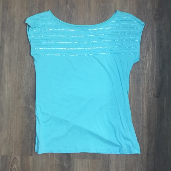 Loft XS blue sequin tee