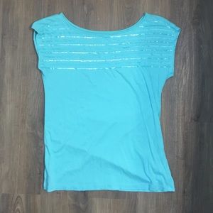 Loft XS blue sequin tee