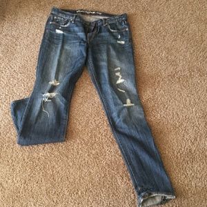 Boot cut distressed jeans