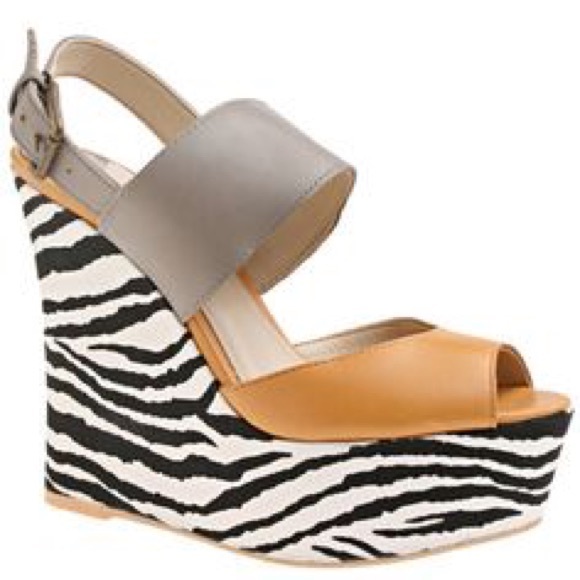 Nine West zebra print wedge sandals