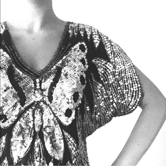 Vintage Sequin ✨ butterfly crop top