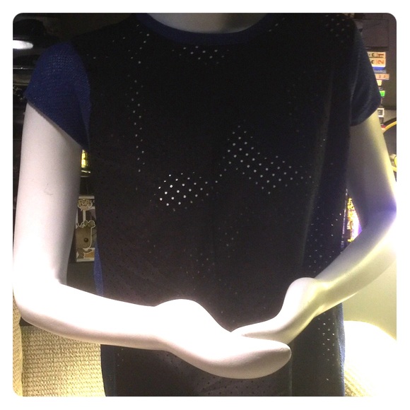 Thin black and blue short sleeve shirt