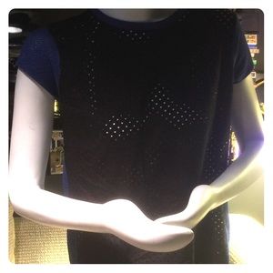 Thin black and blue short sleeve shirt