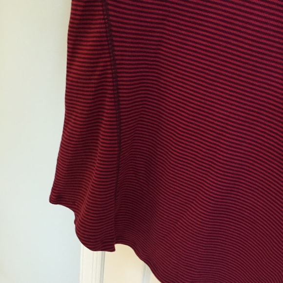 Red Pin Striped Embroidered Henley Long Sleeve Tee - Plus - Picture 2 of 4