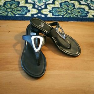 Black Wedge Sandals NWOT