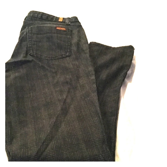 NAVY BLUE PLAID STRAIGHT LEG JEANS - Picture 1 of 4