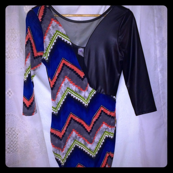 SOLD Azteca Mini Dress/Stretch Leather & Mesh SOLD