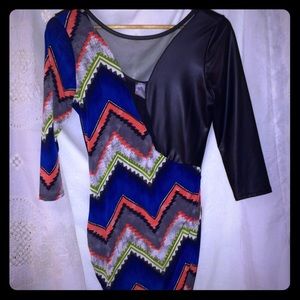 SOLD Azteca Mini Dress/Stretch Leather & Mesh SOLD