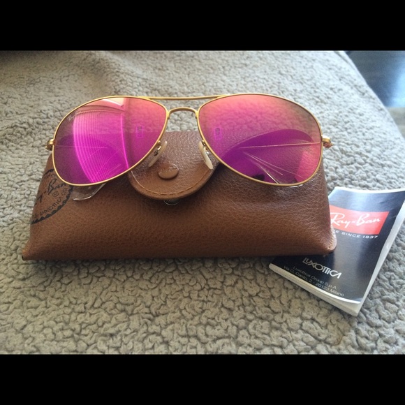 Ray-ban aviator pink mirrored sunglasses