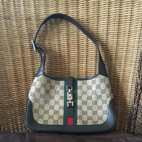 Gucci GG canvas leather Jacki O hobo